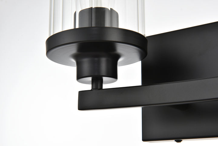 Steel Frame with Clear Cylindrical Glass Shade Vanity Light