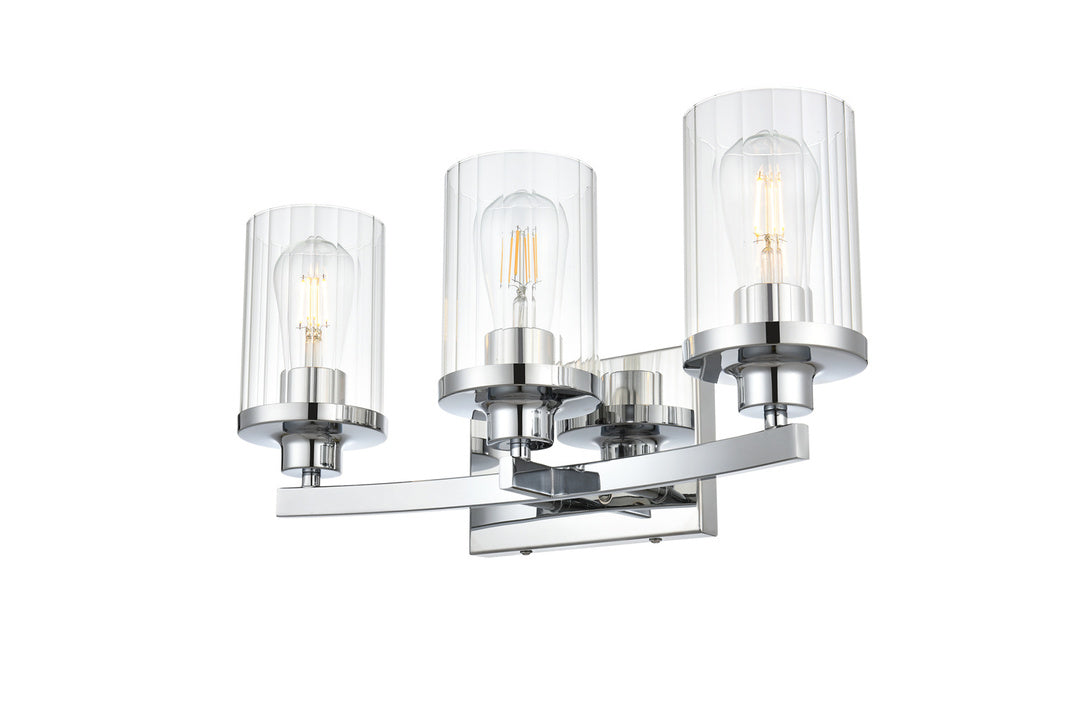 Steel Frame with Clear Cylindrical Glass Shade Vanity Light