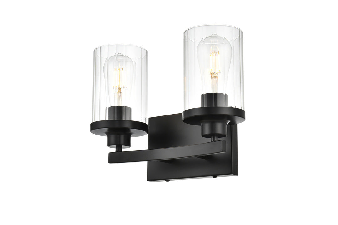 Steel Frame with Clear Cylindrical Glass Shade Vanity Light