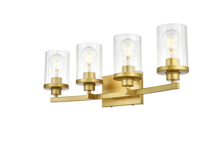 Steel Frame with Clear Cylindrical Glass Shade Vanity Light