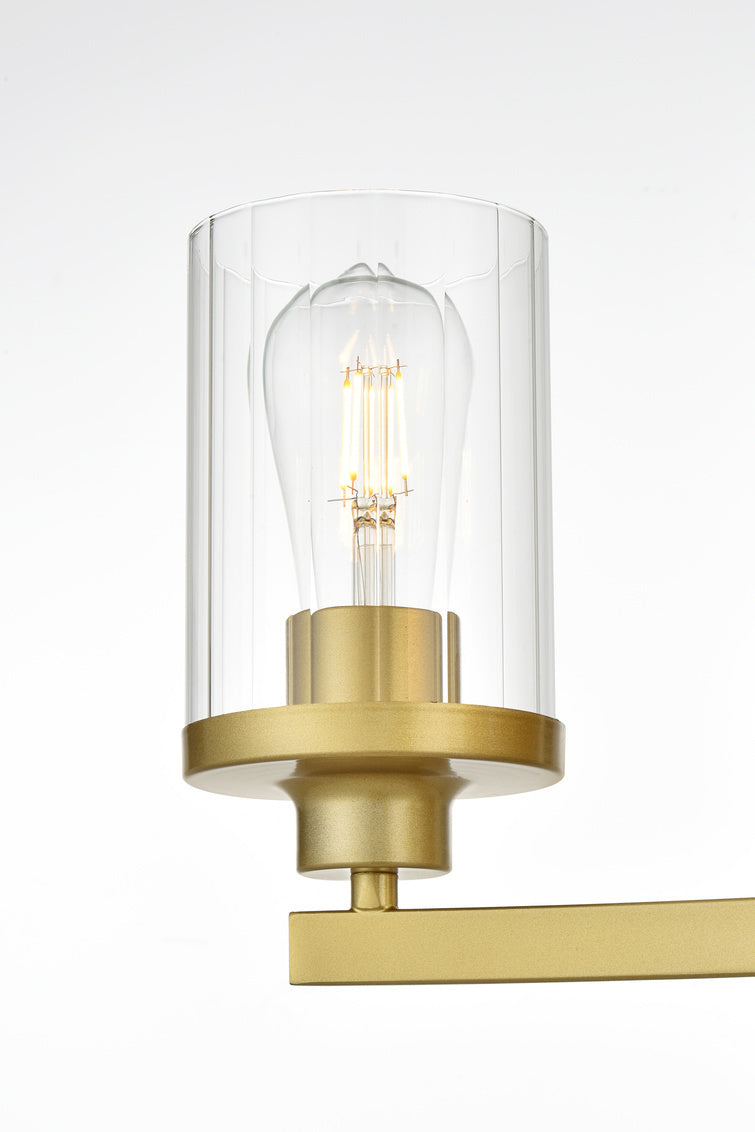 Steel Frame with Clear Cylindrical Glass Shade Vanity Light