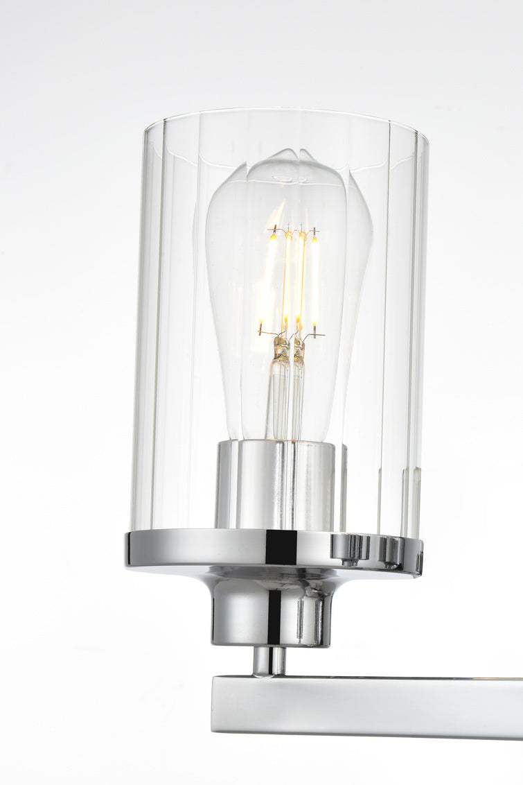 Steel Frame with Clear Cylindrical Glass Shade Vanity Light