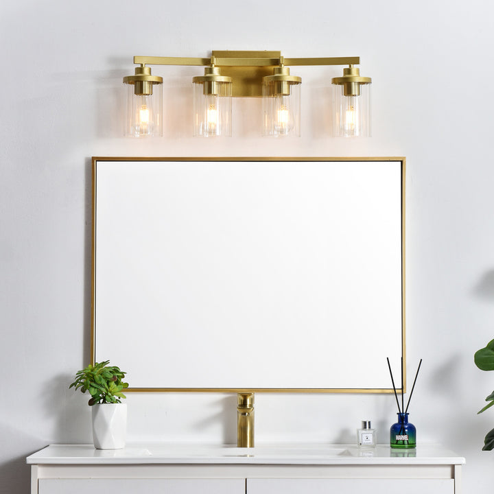 Steel Frame with Clear Cylindrical Glass Shade Vanity Light