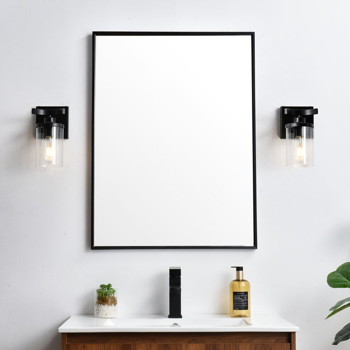 Steel Frame with Clear Cylindrical Glass Shade Wall Sconce by Living District - view 10