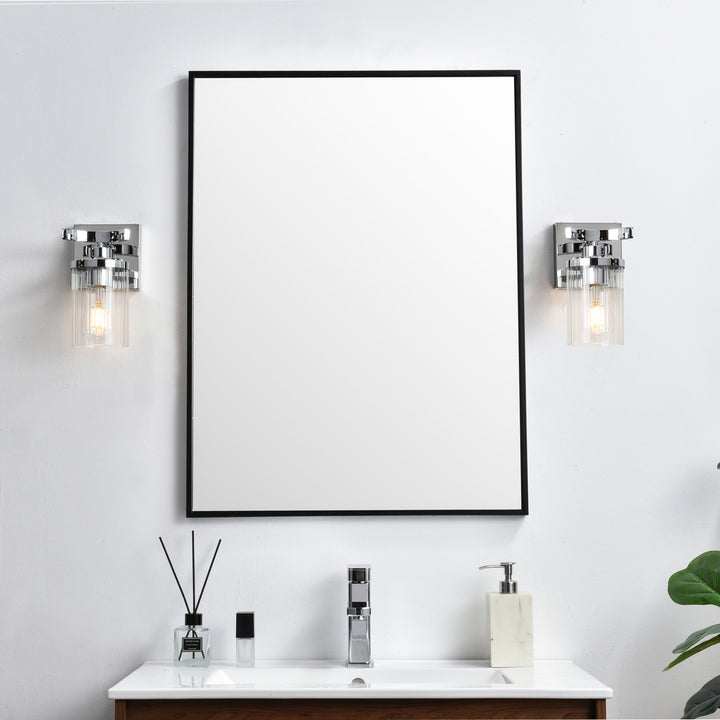 Steel Frame with Clear Cylindrical Glass Shade Wall Sconce by Living District - view 11