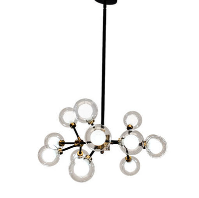Black and Gold Frame with Glass Globe Frame Chandelier