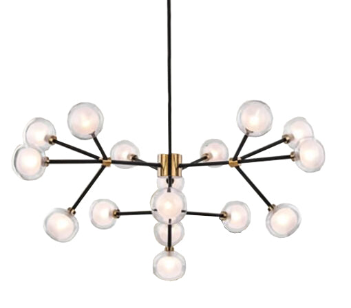 Black and Gold Frame with Glass Globe Frame Chandelier, 36", by iKo
