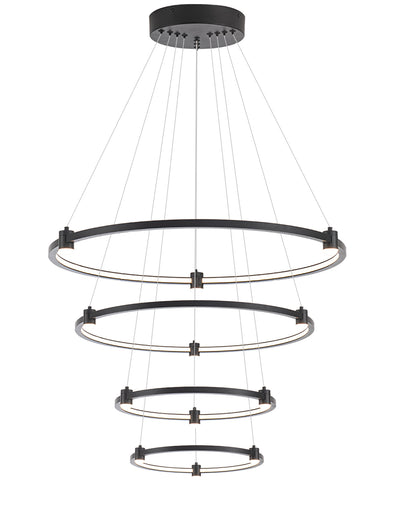 LED Black Frame with Acrylic Diffuser 3CCT Adjustable Ring Chandelier