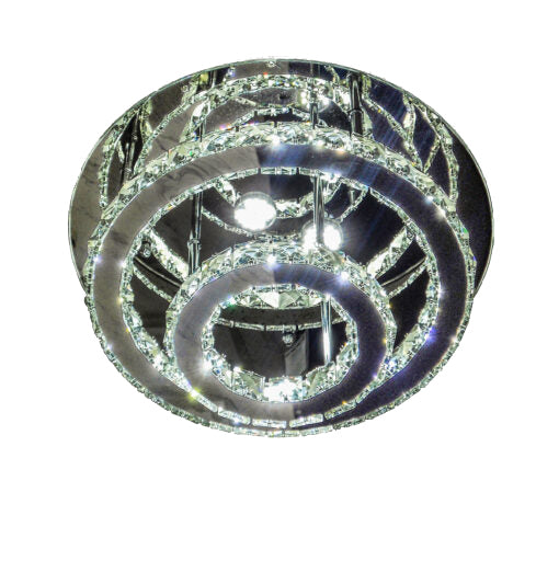 LED Chrome with Clear Crystal Diffuser Round Flush Mount by iKo