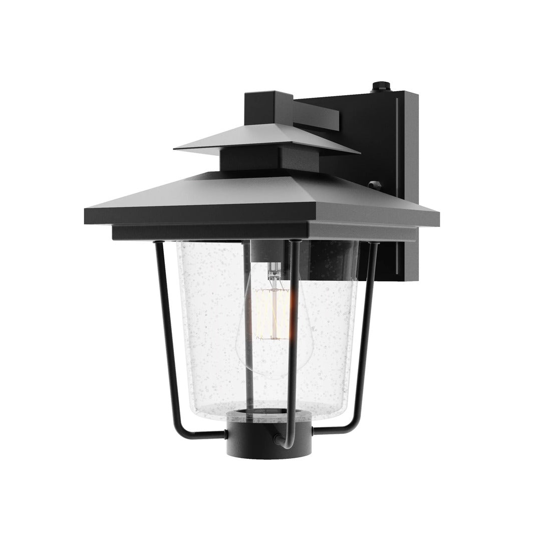 Black Steel Frame with Clear Seedy Glass Photo Cell Outdoor Wall Sconce by iKo
