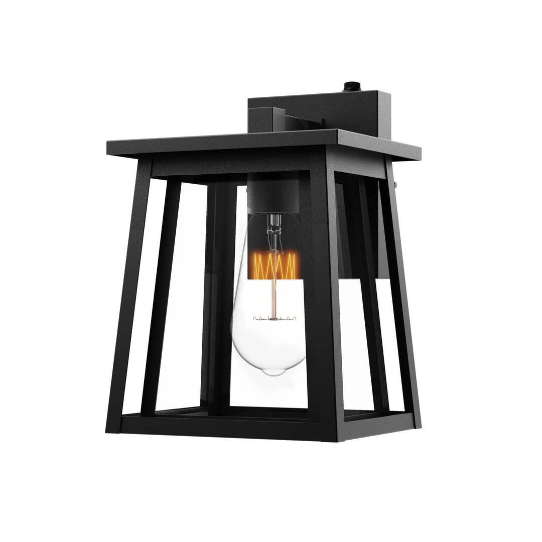 Black Steel Frame with Clear Glass Shade Outdoor Wall Sconce