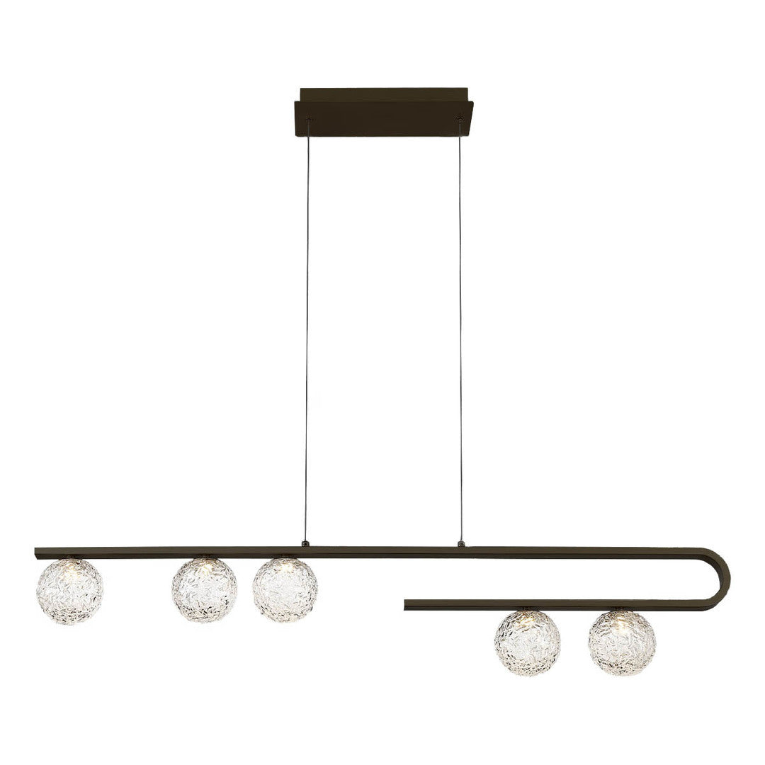 Black Steel Curve Frame with Clear Glass Globe Linear Pendant