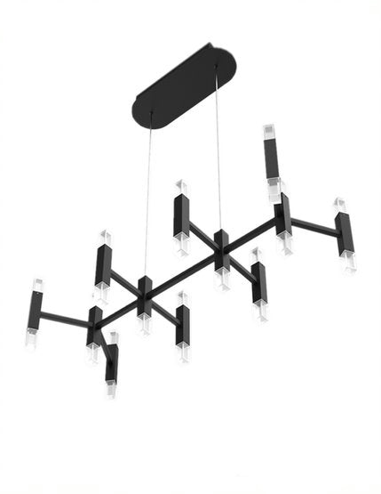 LED Black Frame with Acrylic Diffuser Linear Chandelier by iKo