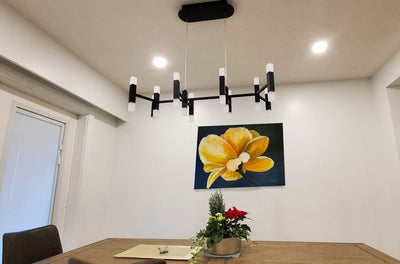 LED Black Frame with Acrylic Diffuser Linear Chandelier