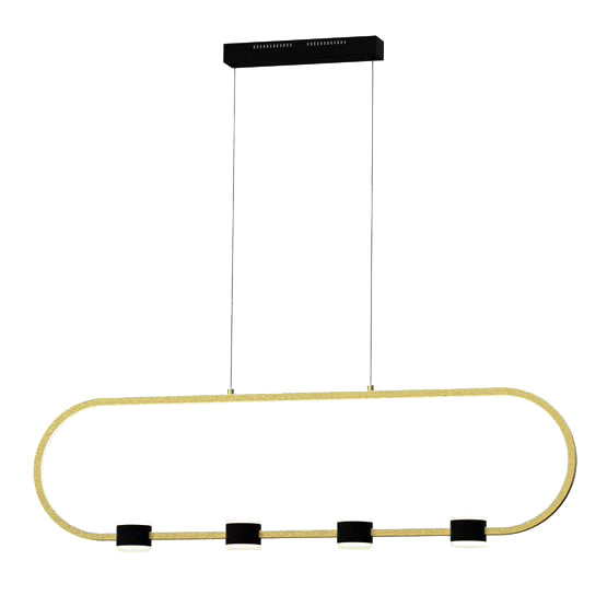 LED Black with Brushed Gold Frame Linear Pendant, 3000K, by iKo