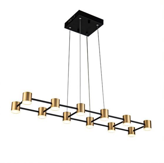 LED Black and Brass Frame with Acrylic Diffuser Linear Chandelier in 3000K by iKo