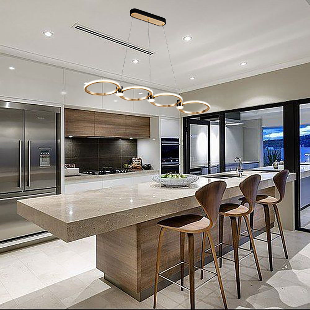LED Black and Brushed Gold Ring Frame with Acrylic Diffuser Linear Pendant by iKo - view 2