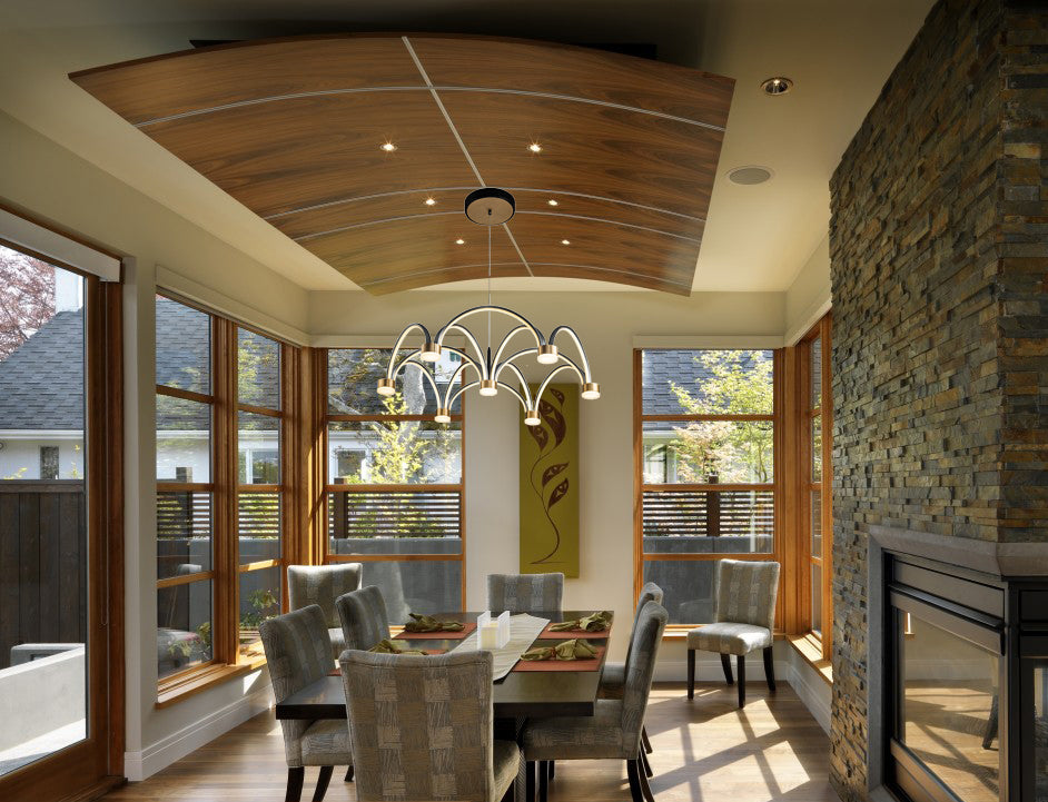 LED Black and Brushed Gold Curve Arm with Acrylic Diffuser Chandelier by iKo - view 2