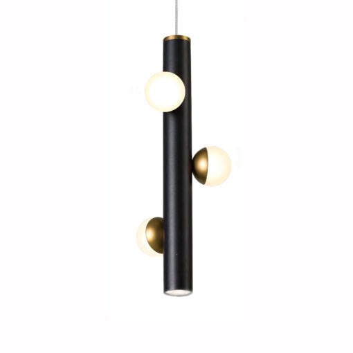 LED Black and Gold Frame with Acrylic Globe Pendant by iKo