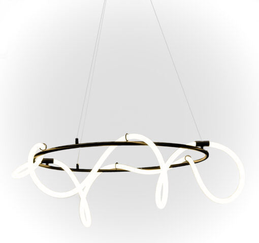LED Black Ring Wrapped with Silicon Tube Chandelier in 3000K by iKo