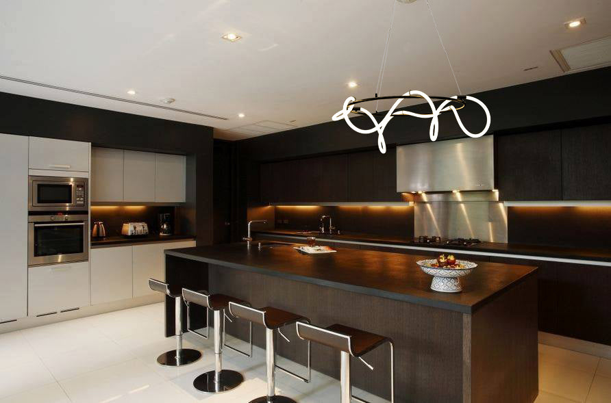 LED Black Ring Wrapped with Silicon Tube Chandelier by iKo - view 2
