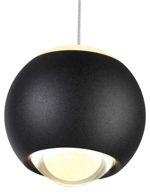 LED Black Frame with Acrylic Diffuser Globe Pendant in 3000K by iKo