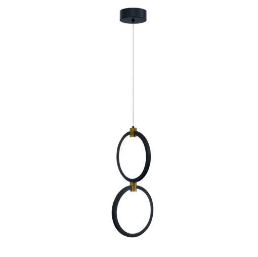 LED Black and Gold Double Ring Frame with Acrylic Diffuser 3CCT Pendant by iKo