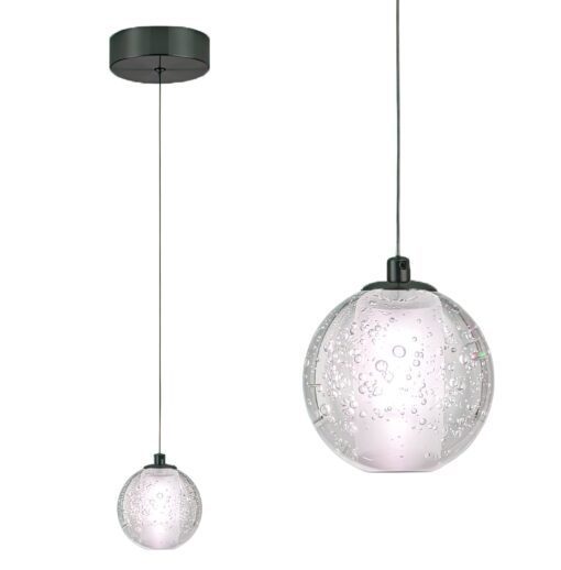 Black Frame with Clear Acrylic Globe Pendant by iKo