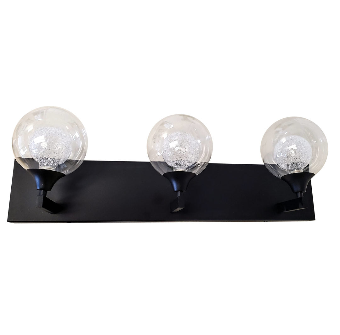 Black Frame with Clear Glass Globe Shade Vanity Light