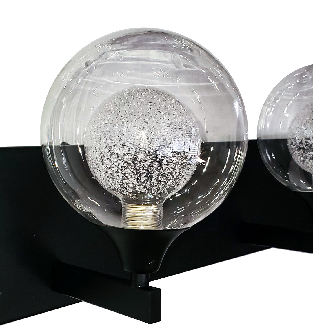 Black Frame with Clear Glass Globe Shade Vanity Light