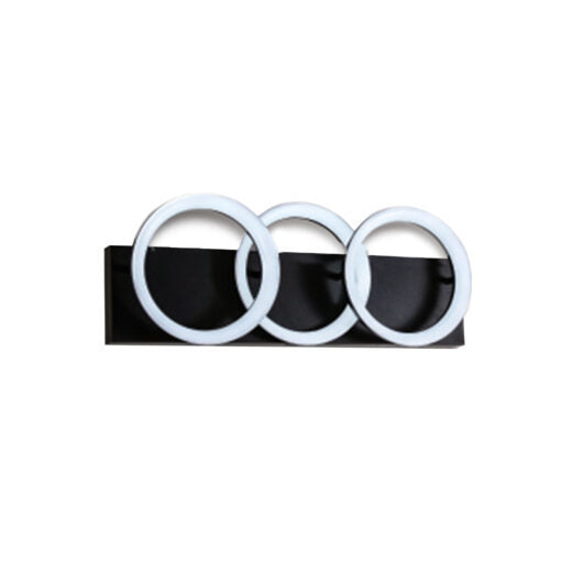 LED Black Ring Frame with Acrylic Diffuser Vanity Light in 3000K by iKo