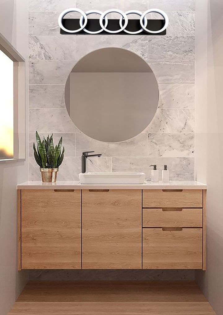 LED Black Ring Frame with Acrylic Diffuser Vanity Light by iKo - view 3