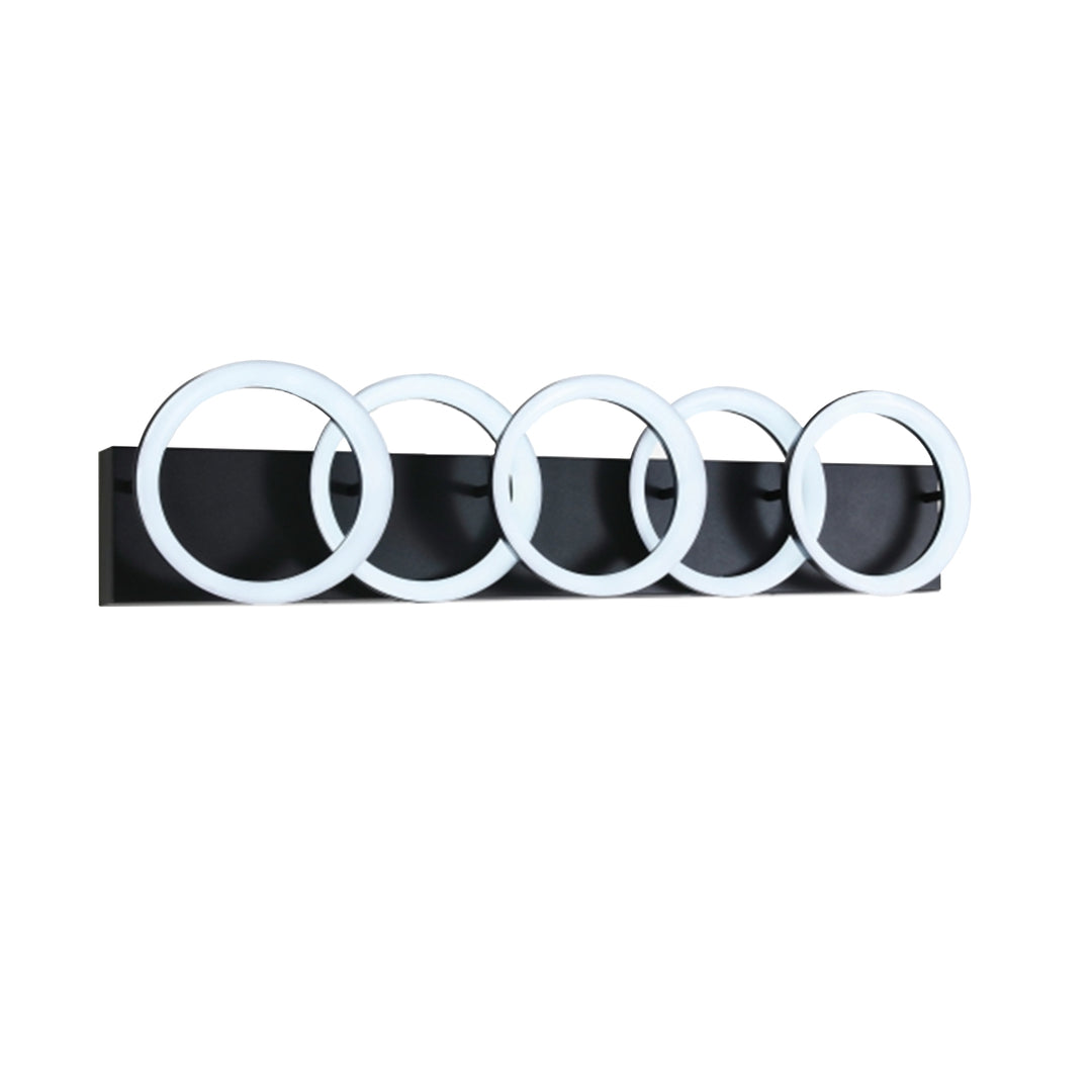LED Black Ring Frame with Acrylic Diffuser Vanity Light in 6000K by iKo