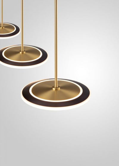 LED Satin Dark Gray and Antique Brass Disk Frame with Acrylic Diffuser Linear Pendant