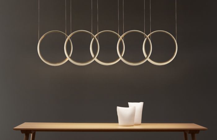 LED Satin Antique Brass Ring Frame with Acrylic Diffuser Linear Pendant