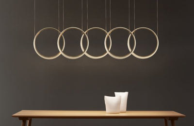LED Satin Antique Brass Ring Frame with Acrylic Diffuser Linear Pendant