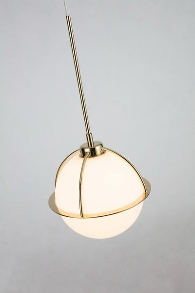 LED Polished Brass Frame with Glass Globe Mini Pendant