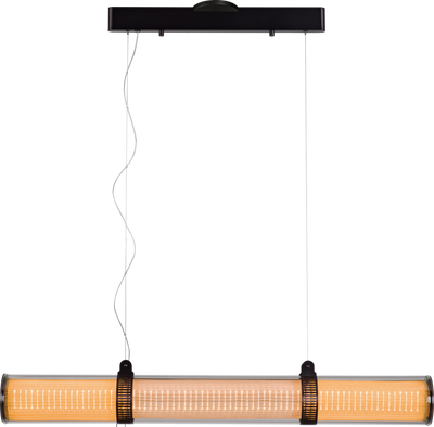 LED Deep Taupe Frame with Cylindrical Clear Glass Shade Linear Pendant