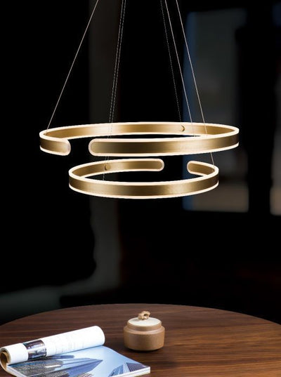 LED Brushed Champagne Double Ring with Acrylic Diffuser Chandelier