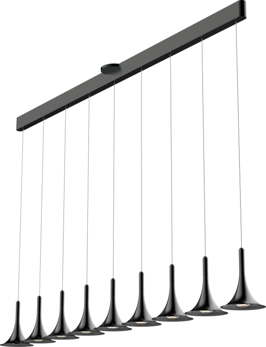 LED Satin Dark Gray Trumpet Shade with Acrylic Diffuser Linear Pendant