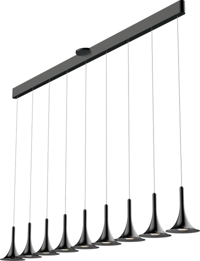 LED Satin Dark Gray Trumpet Shade with Acrylic Diffuser Linear Pendant