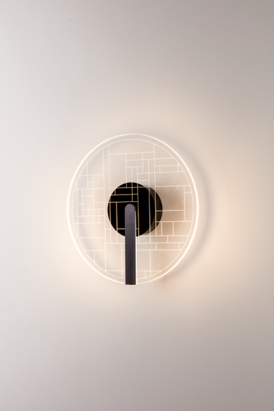 LED Satin Dark Gray Frame with Round Clear Acrylic Diffuser Wall Sconce
