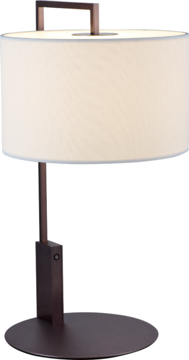 LED Deep Taupe Frame with White Fabric Drum Shade Table Lamp