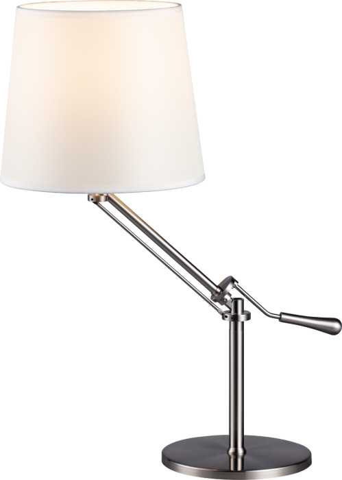 LED Satin Nickel Frame with White Fabric Shade Adjustable Table Lamp