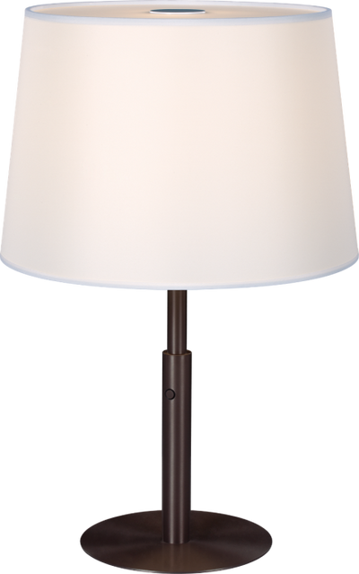 LED Deep Taupe Frame with Cream White Fabric Shade Table Lamp