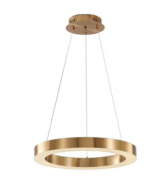 LED Gold Halo Frame with Acrylic Diffuser Pendant / Chandelier, 20", by Bethel