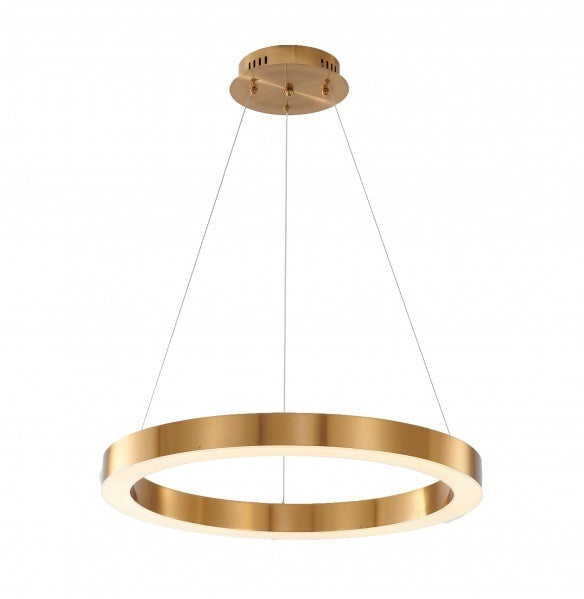 LED Gold Halo Frame with Acrylic Diffuser Pendant / Chandelier, 24", by Bethel