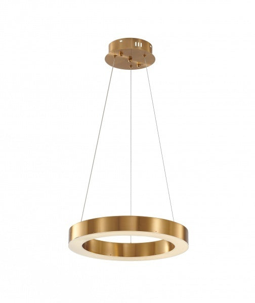 LED Gold Halo Frame with Acrylic Diffuser Pendant / Chandelier, 16", by Bethel