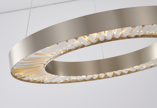 LED Gold Halo Frame with Clear Crystal Diffuser Chandelier, Default, by Bethel