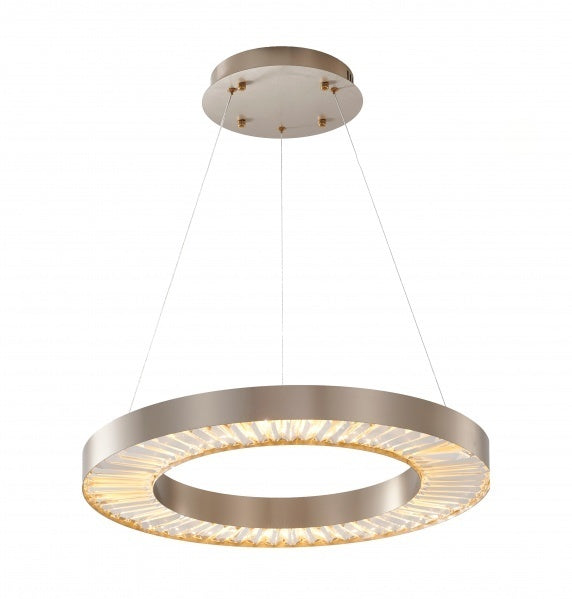 LED Gold Halo Frame with Clear Crystal Diffuser Chandelier by Bethel